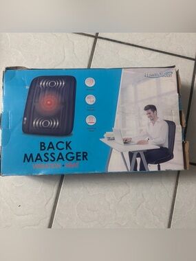 HealthTouch Black Back Massager with Vibration & Heat